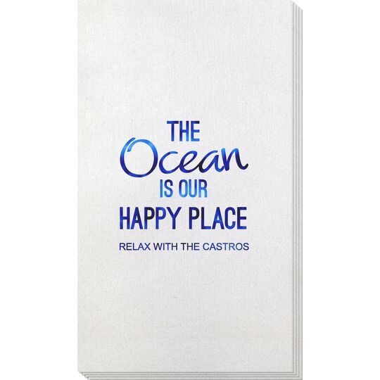 The Ocean is Our Happy Place Bamboo Luxe Guest Towels